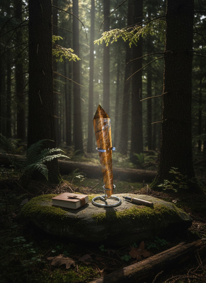 Tiger’s Eye Wand on Stand
