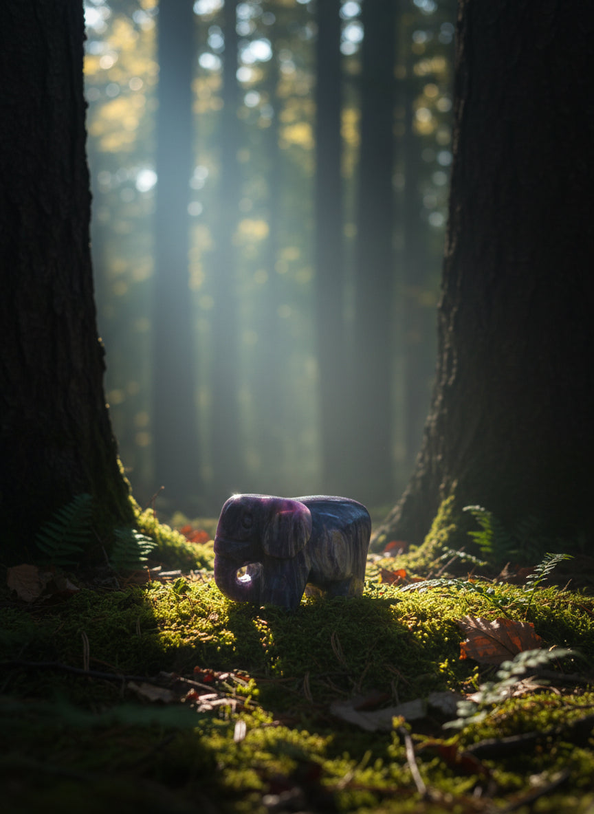 Charoite Elephant Carving