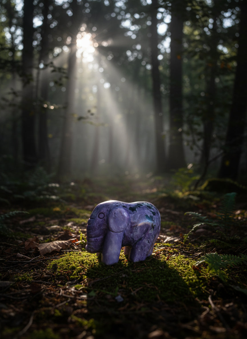 Charoite Elephant Carving